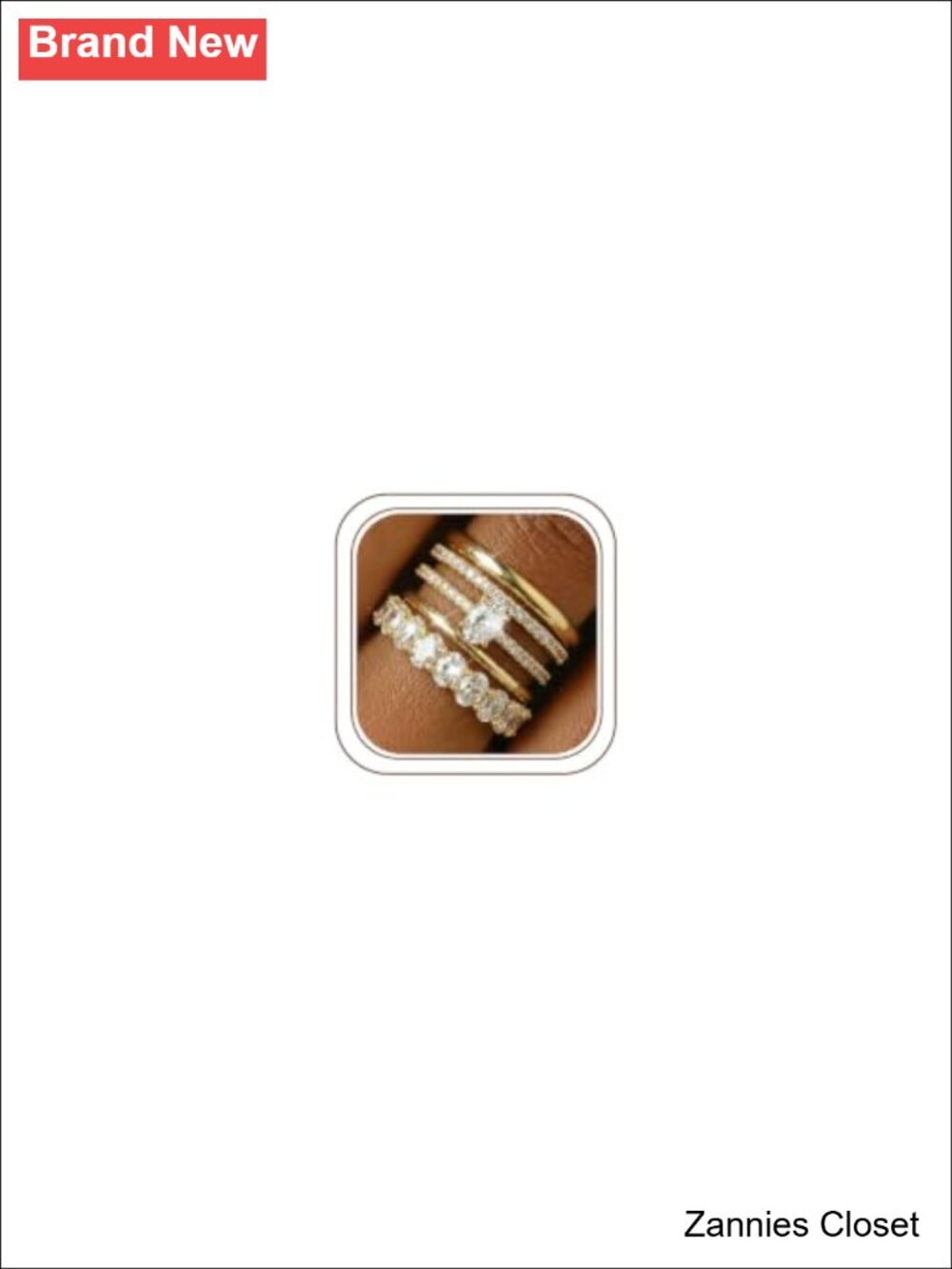 💍 14K Gold Plated Stackable Rings Cubic Zirconia Set